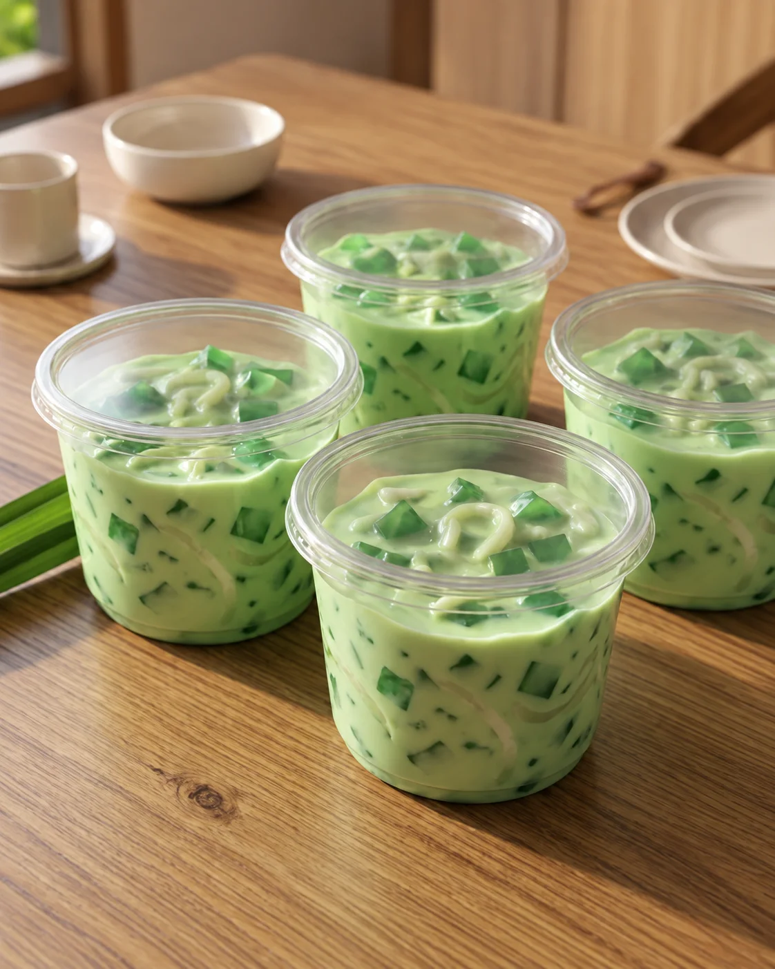 Cups of creamy buko pandan